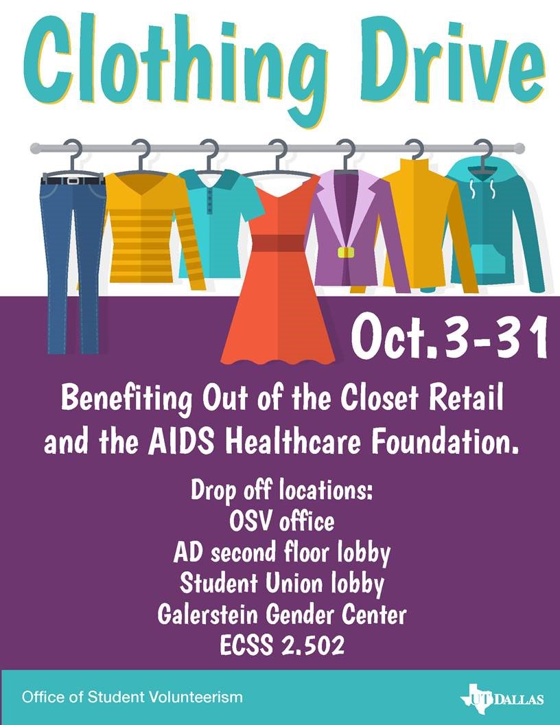 Clothing Drive, Oct. 3-31