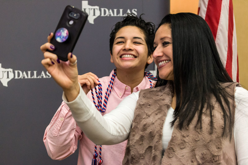 Two students taking a selfie.