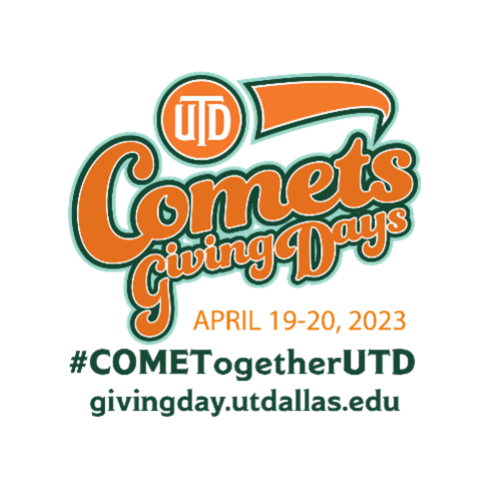 Comets Giving Days, April 19-20, 2023. Come Together UTD, givingday.utdallas.edu