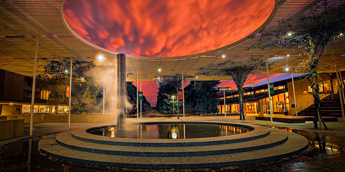 campus mall during sunset